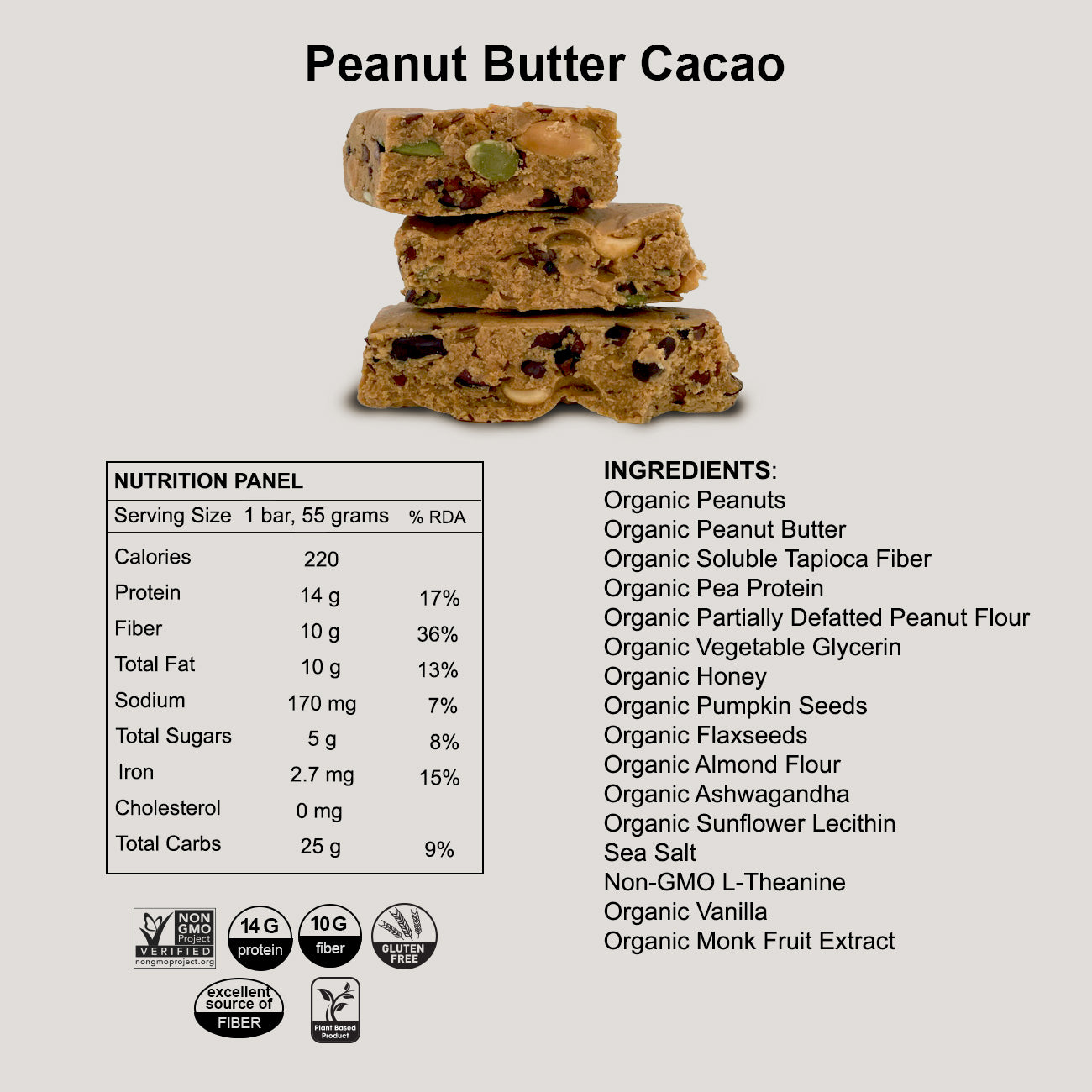 WELCOME TO CALM -- Peanut Butter Cacao (Box of 12 bars)