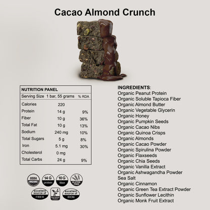 FOOD FOR THOUGHT -- Cacao Almond Crunch (Box of 12 bars)