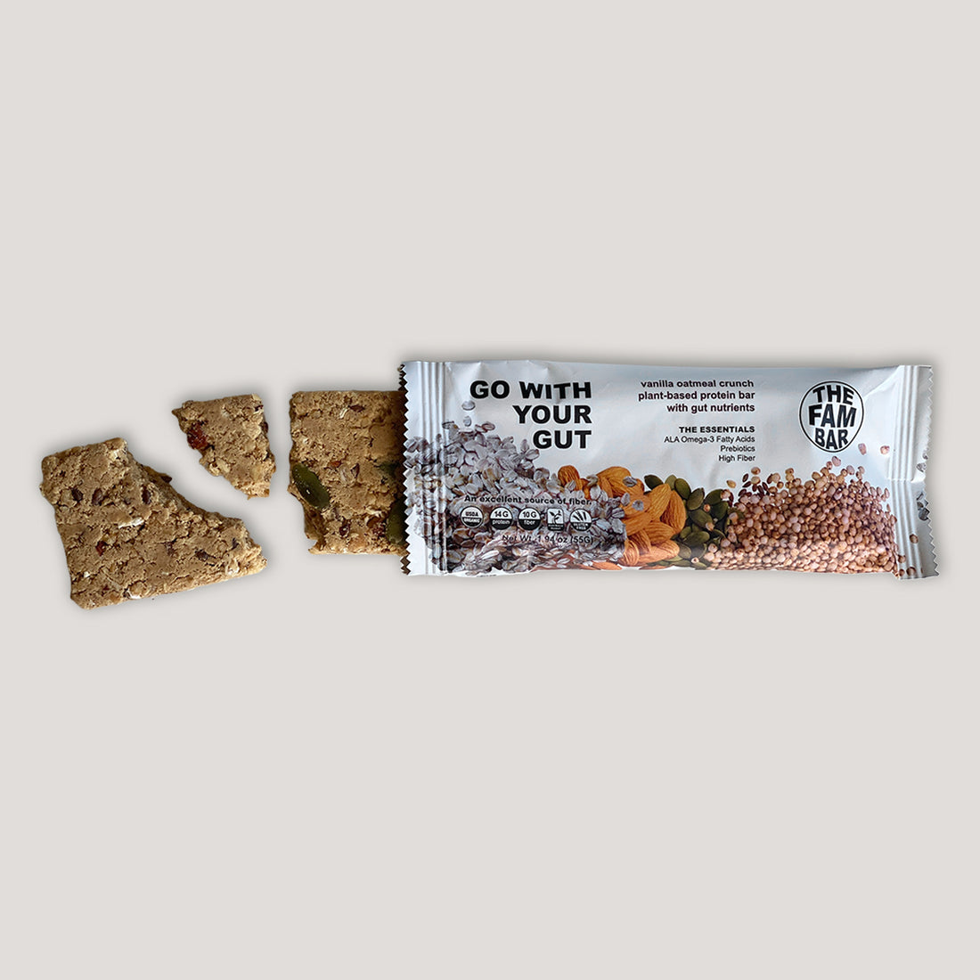 GO WITH YOUR GUT -- Vanilla Oatmeal Crunch (Box of 12 bars)