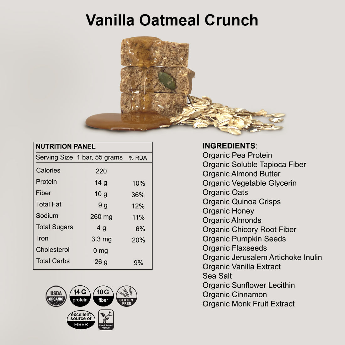 GO WITH YOUR GUT -- Vanilla Oatmeal Crunch (Box of 12 bars)