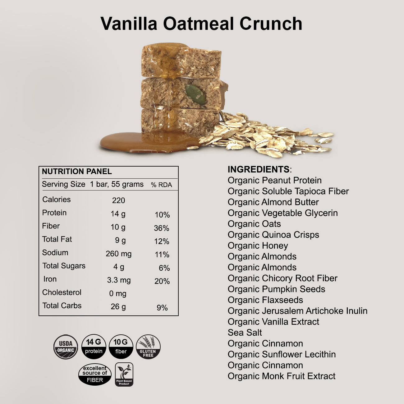 GO WITH YOUR GUT -- Vanilla Oatmeal Crunch (Box of 12 bars)