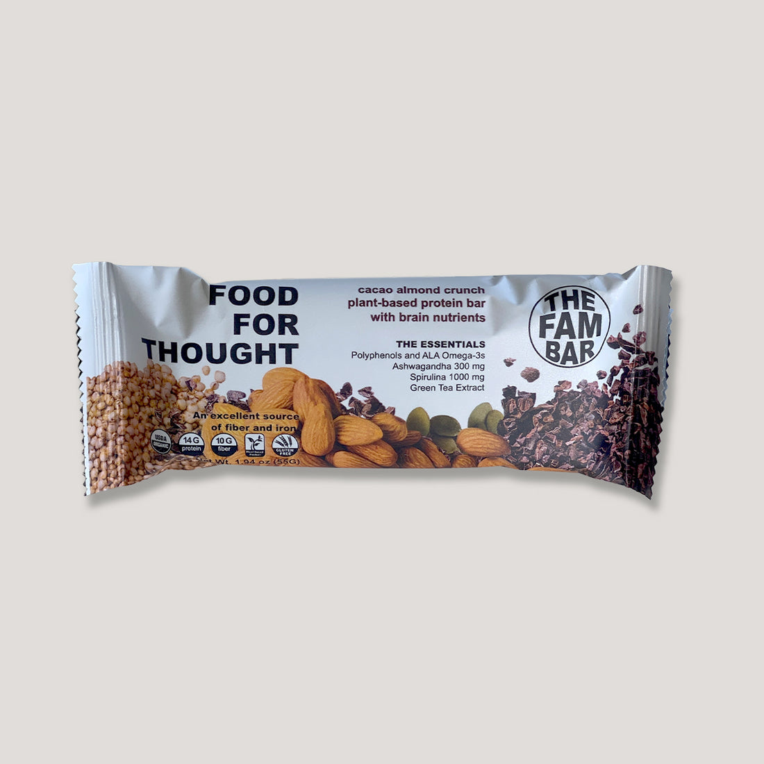 FOOD FOR THOUGHT -- Cacao Almond Crunch (Box of 12 bars)