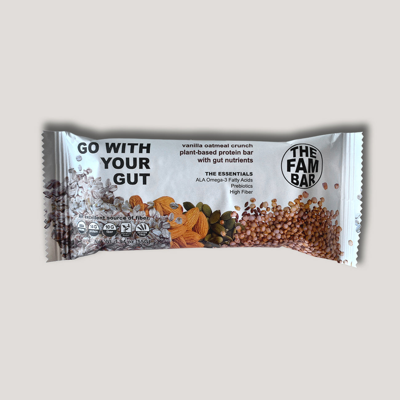 GO WITH YOUR GUT -- Vanilla Oatmeal Crunch (Box of 12 bars)
