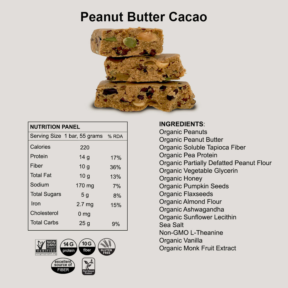 WELCOME TO CALM -- Peanut Butter Cacao (Box of 12 bars)