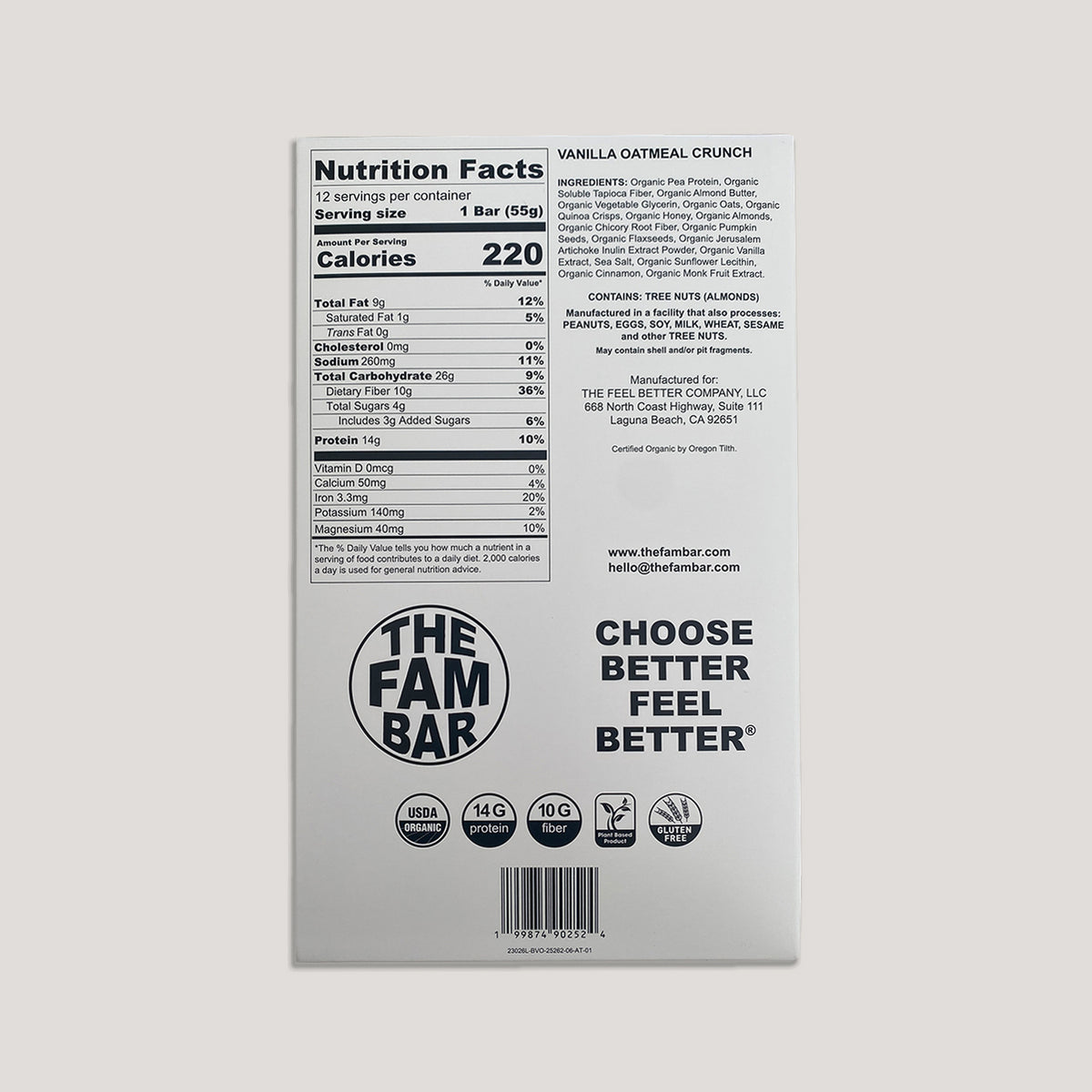 GO WITH YOUR GUT -- Vanilla Oatmeal Crunch (Box of 12 bars)